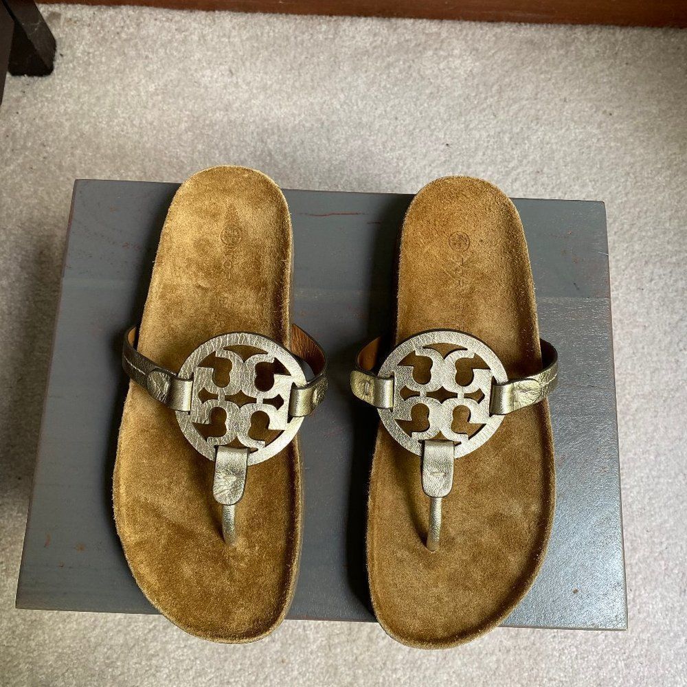 TORY BURCH Women Miller Cloud Goatskin Leather Logo Sandals - NEW NWOB